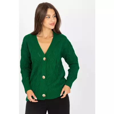 Sweter Kardigan Model LC-SW-8035.06X Dark Green - Rue Paris