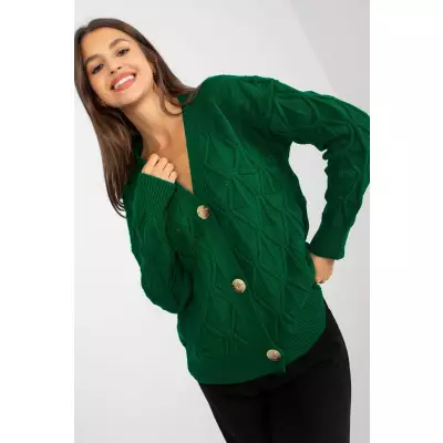 Sweter Kardigan Model LC-SW-8035.06X Dark Green - Rue Paris