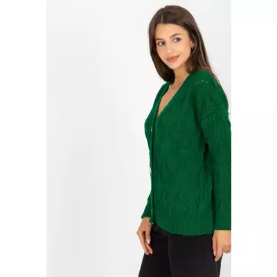 Sweter Kardigan Model LC-SW-8035.06X Dark Green - Rue Paris