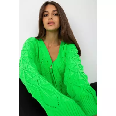 Sweter Kardigan Model LC-SW-8035.06X Fluo Green - Rue Paris