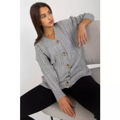 Sweter Kardigan Model LC-SW-8008.80P Grey - Rue Paris