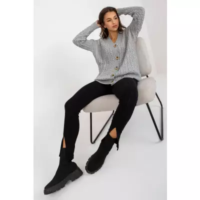 Sweter Kardigan Model LC-SW-8008.80P Grey - Rue Paris