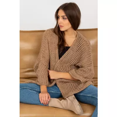 Sweter Damski Model TW-SW-BI-M2202.29X Dark Beige - Och Bella