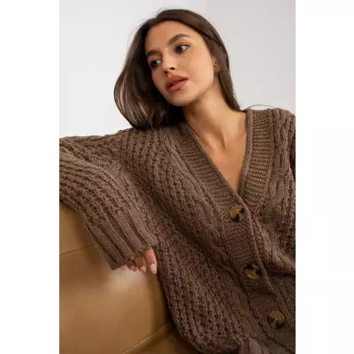 Sweter Kardigan Model LC-SW-8001.14P Brown - Rue Paris