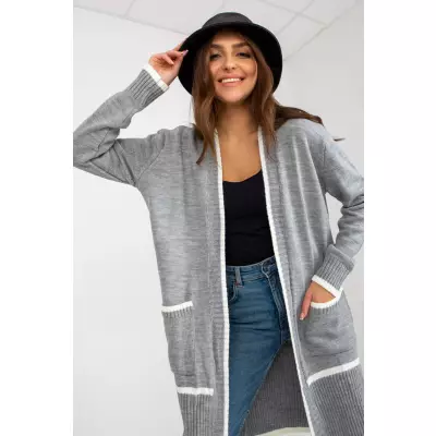 Sweter Kardigan Model LC-SW-0340.42P Grey - Rue Paris