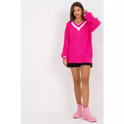 Sweter Damski Model LC-SW-0335.06X Fluo Pink - Rue Paris