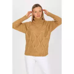 Sweter Damski Model LC-SW-3019.05P Camel - Rue Paris