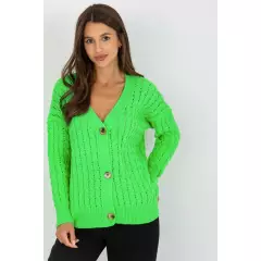 Sweter Kardigan Model LC-SW-8036.74P Fluo Green - Rue Paris