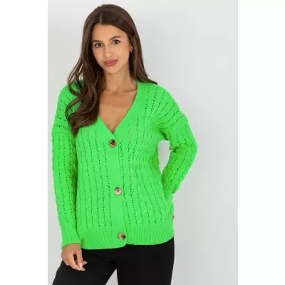 Sweter Kardigan Model LC-SW-8036.74P Fluo Green - Rue Paris