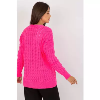 Sweter Kardigan Model LC-SW-8036.74P Fluo Pink - Rue Paris