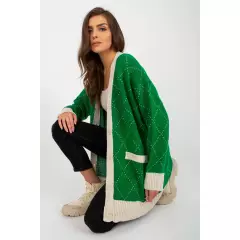 Sweter Kardigan Model LC-SW-0258.03P Green - Rue Paris