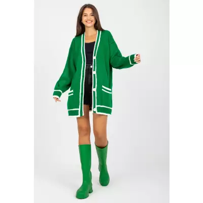 Sweter Kardigan Model LC-SW-0333.06X Green - Rue Paris