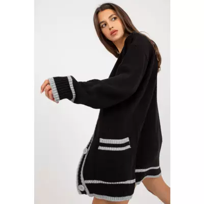 Sweter Kardigan Model LC-SW-0333.06X Black - Rue Paris