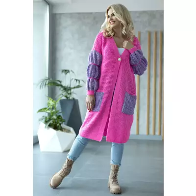 Sweter Kardigan Model 30086 Neon Pink - PeeKaBoo