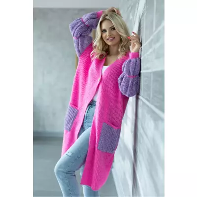 Sweter Kardigan Model 30086 Neon Pink - PeeKaBoo