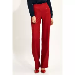 Czerwone spodnie wide leg z wysokim stanem SD71 Red - Nife