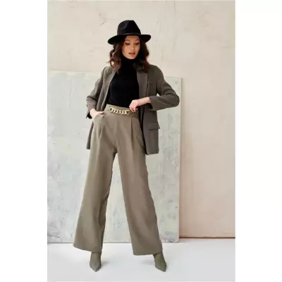 Spodnie Damskie Model KHK 0011 Khaki - Roco Fashion