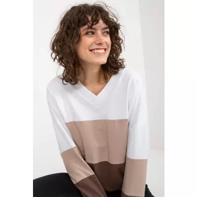 Bluza Damska Model RV-BL-8328.65P White/Brown - Rue Paris