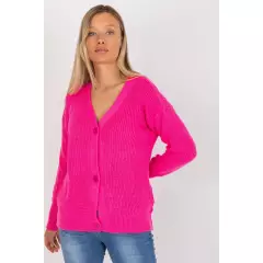 Sweter Kardigan Model LC-SW-0321.06X Fluo Pink - Rue Paris