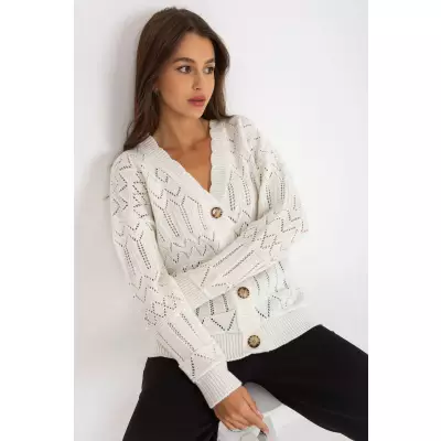 Sweter Damski Model LC-SW-8022.04P Ecru - Rue Paris