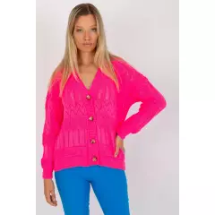 Sweter Damski Model LC-SW-8022.04P Fluo Pink - Rue Paris