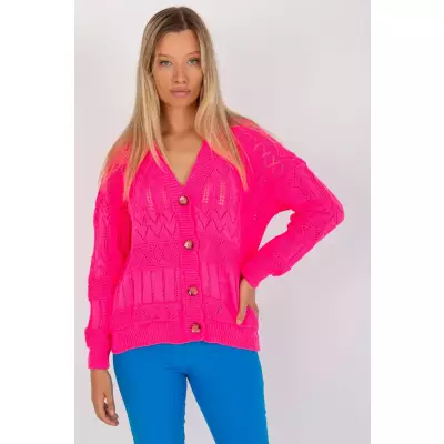 Sweter Damski Model LC-SW-8022.04P Fluo Pink - Rue Paris