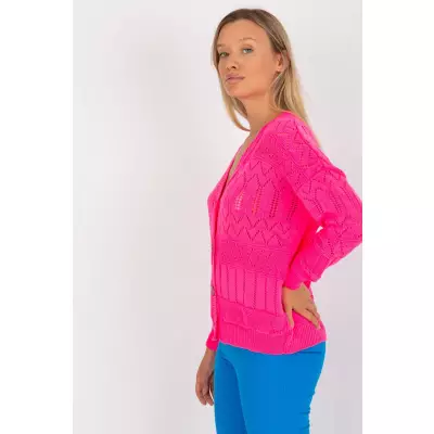 Sweter Damski Model LC-SW-8022.04P Fluo Pink - Rue Paris