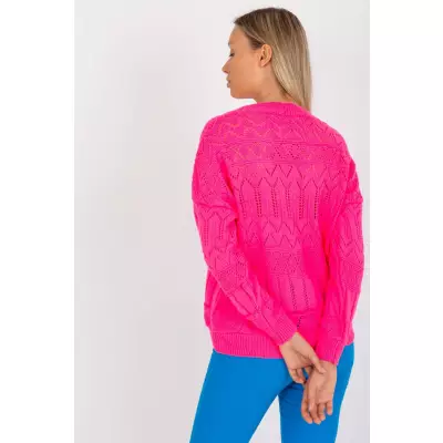 Sweter Damski Model LC-SW-8022.04P Fluo Pink - Rue Paris