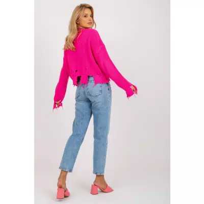 Sweter Damski Model LC-SW-0373.95P Fluo Pink - Rue Paris