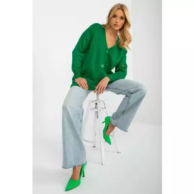 Sweter Kardigan Model LC-SW-8042.12X Green - Rue Paris