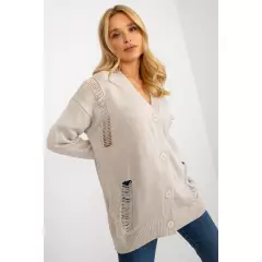 Sweter Kardigan Model LC-SW-8042.04X Beige - Rue Paris