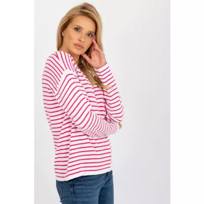 Sweter Damski Model LC-SW-6006.22 White/Pink - Rue Paris