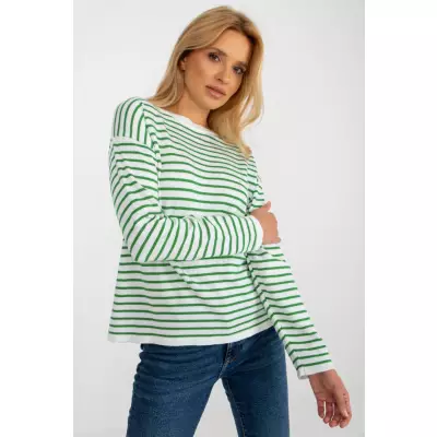 Sweter Damski Model LC-SW-6006.22 White/Green - Rue Paris