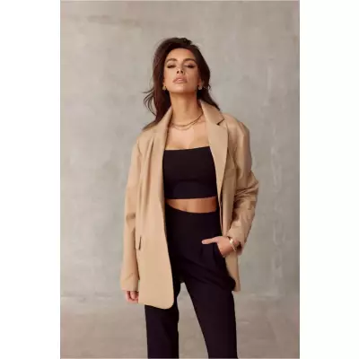 Marynarka Model BEZ ZAK0008 Beige - Roco Fashion