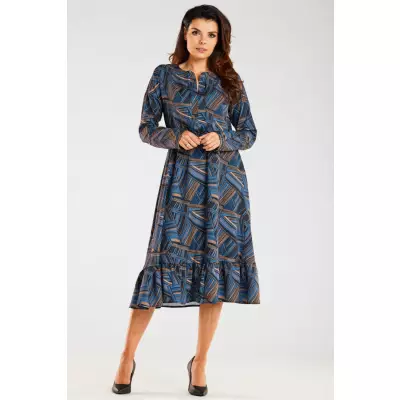 Sukienka Model A468 Navy/Brown Pattern - awama