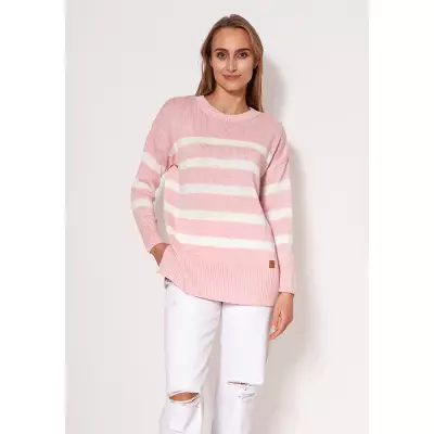 Sweter Damski Model SWE297 Pink/Ecru - MKM