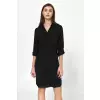 Sukienka Czarna sukienka oversize z podwijanym rękawem S226 Black - Nife