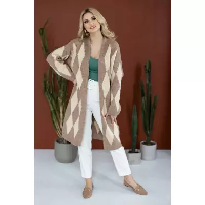 Sweter Kardigan Model 30092 Cappuccino - PeeKaBoo