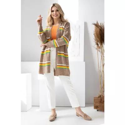 Sweter Kardigan Model 30090 Cappuccino - PeeKaBoo