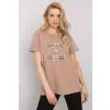 T-shirt Damski Model FA-TS-6892.88 Dark Beige - Fancy