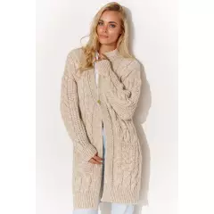 Sweter Kardigan Model S134 Beige Melange - Makadamia