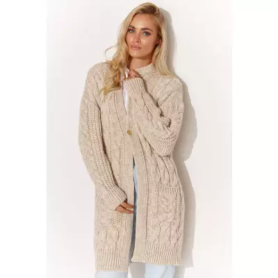 Sweter Kardigan Model S134 Beige Melange - Makadamia