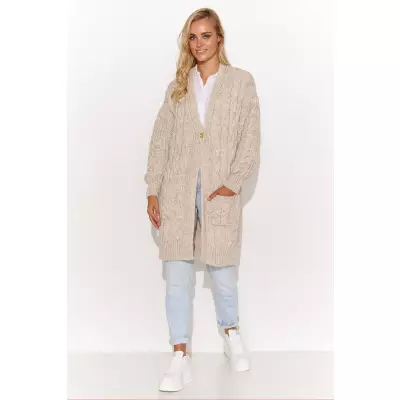 Sweter Kardigan Model S134 Beige Melange - Makadamia