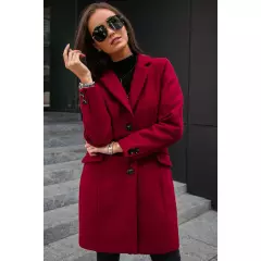 Płaszcz Damski Model BOR PLA0012 Bordo - Roco Fashion