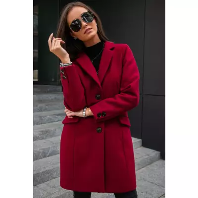 Płaszcz Damski Model BOR PLA0012 Bordo - Roco Fashion