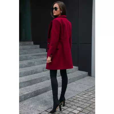 Płaszcz Damski Model BOR PLA0012 Bordo - Roco Fashion