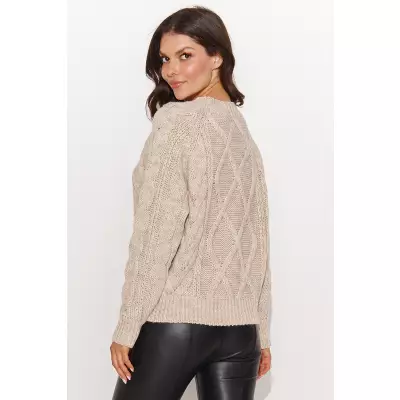 Sweter Damski Model NU_S93 Beige Melange - Numinou