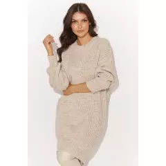 Sweter Damski Model NU_S92 Beige Melange - Numinou