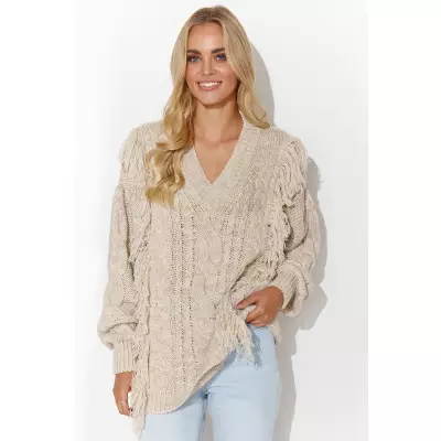 Sweter damski Model S135 Beige Melange - Makadamia