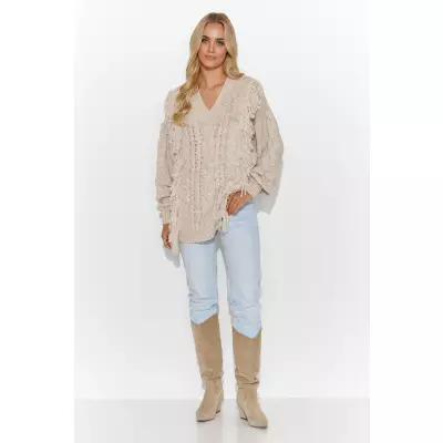 Sweter damski Model S135 Beige Melange - Makadamia